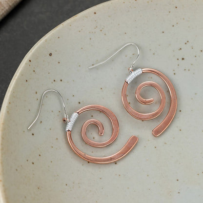 Copper Spiral Drop Earrings