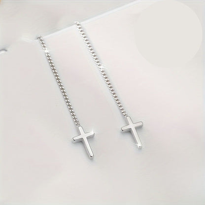 Cross Chain Drop Earrings