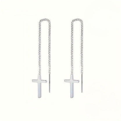 Cross Chain Drop Earrings