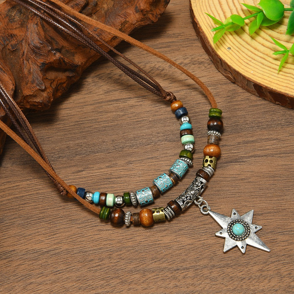 Turquoise Bead Star Pendant Necklace