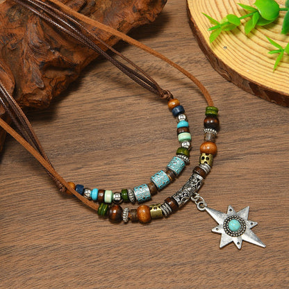 Turquoise Bead Star Pendant Necklace