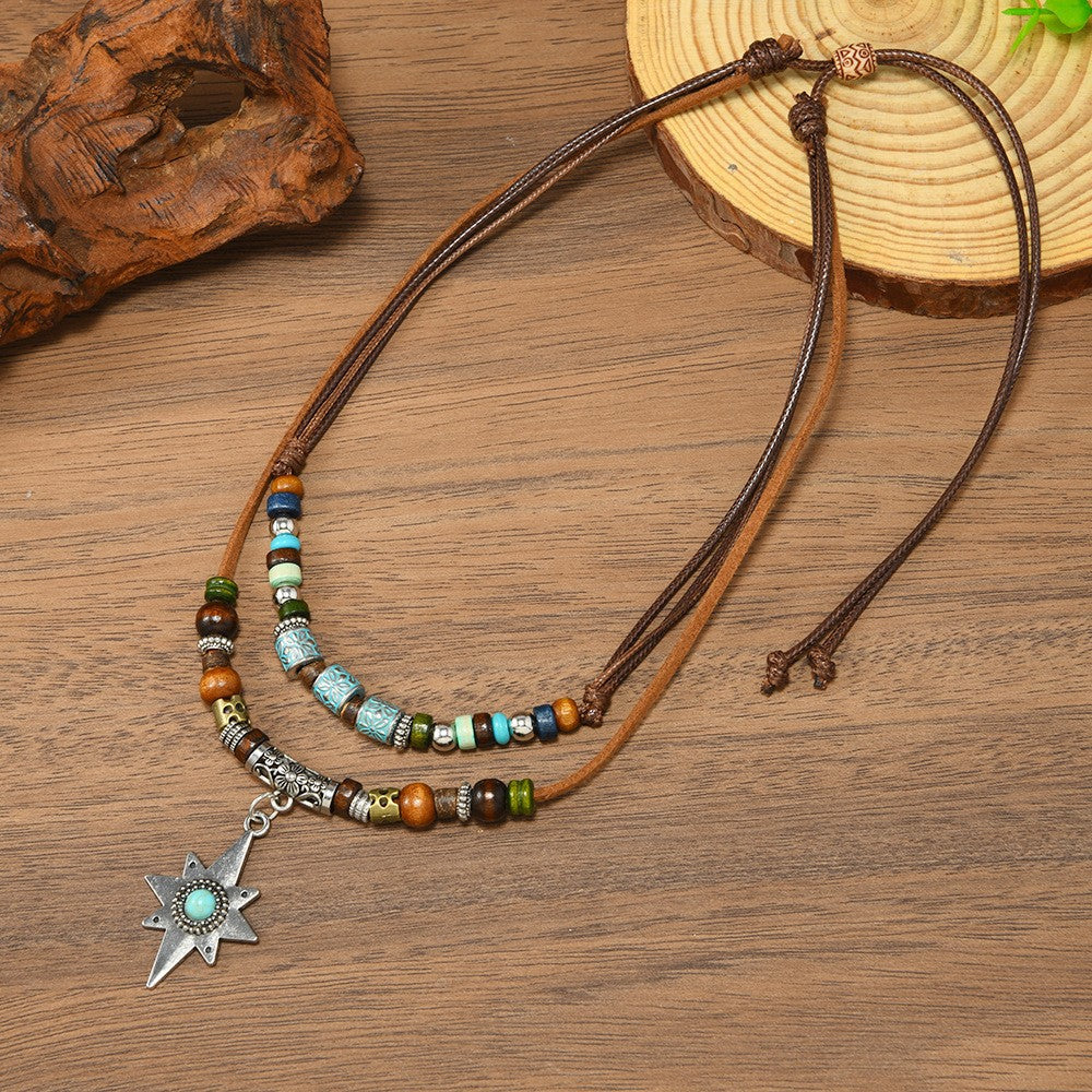 Turquoise Bead Star Pendant Necklace