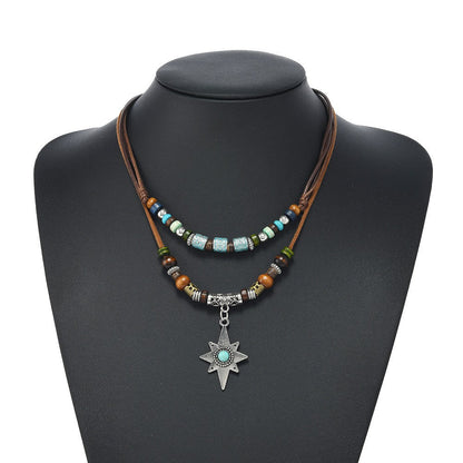 Turquoise Bead Star Pendant Necklace