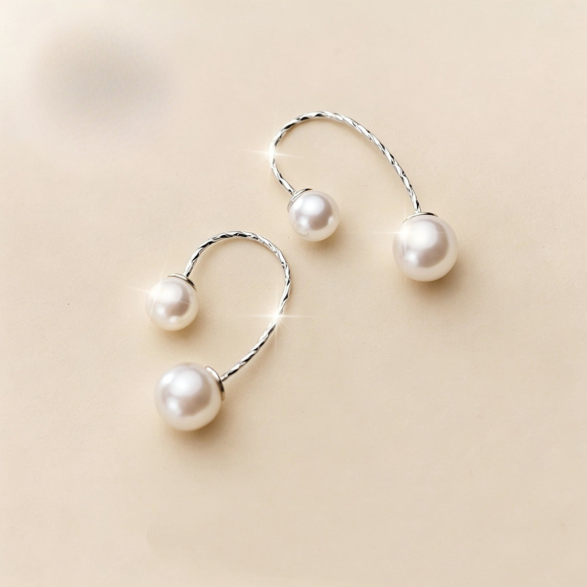 Twisted Wire Pearl Drop Earrings