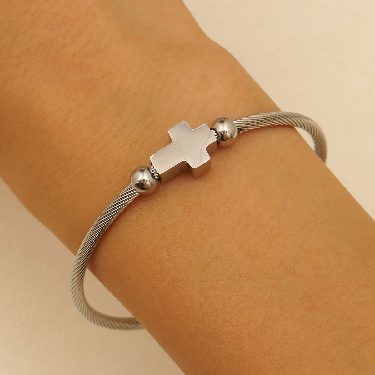 Cross Cable Bangle Bracelet