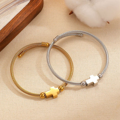Cross Cable Bangle Bracelet
