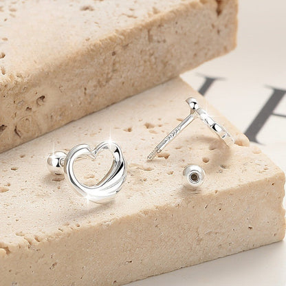 Twisted Heart Screw-Back Earrings