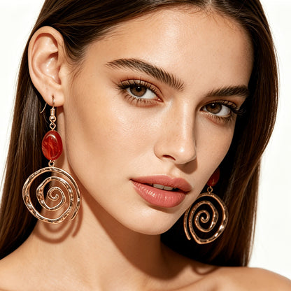 Amber Spiral Drop Earrings