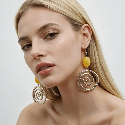 Amber Spiral Drop Earrings
