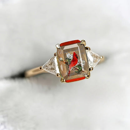 Red Bird Rectangular Ring