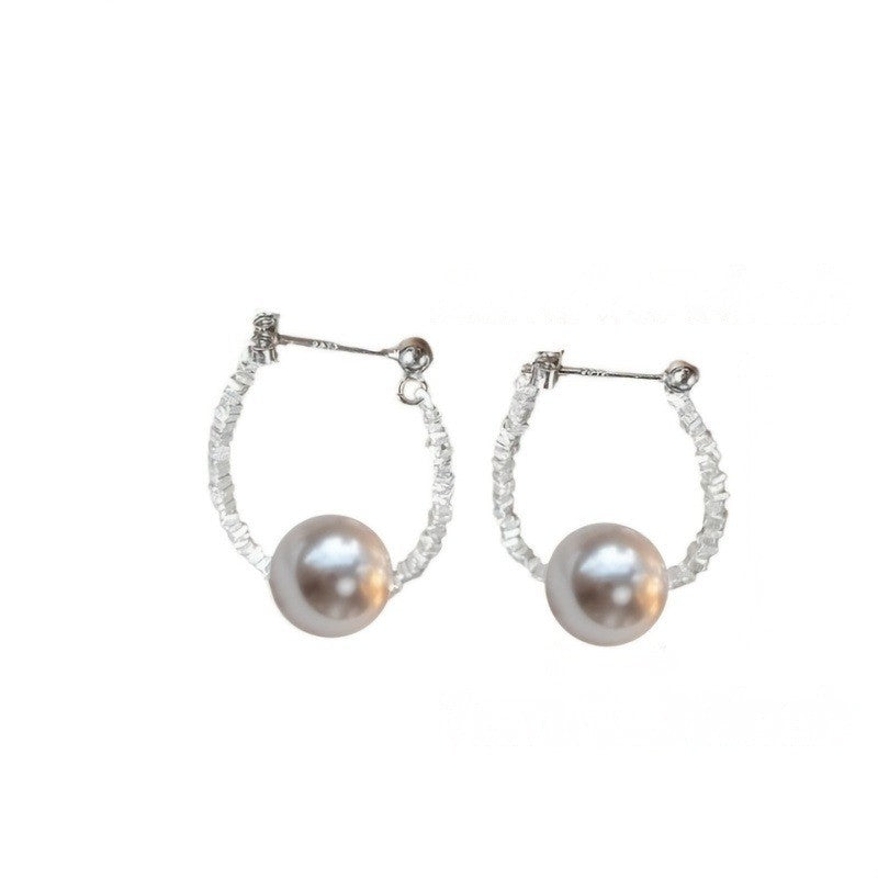 Textured Bar Pearl Drop Earrings