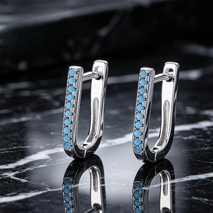 Blue Zircon Huggie Hoop Earrings