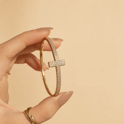 Crystal Cross Bangle Bracelet
