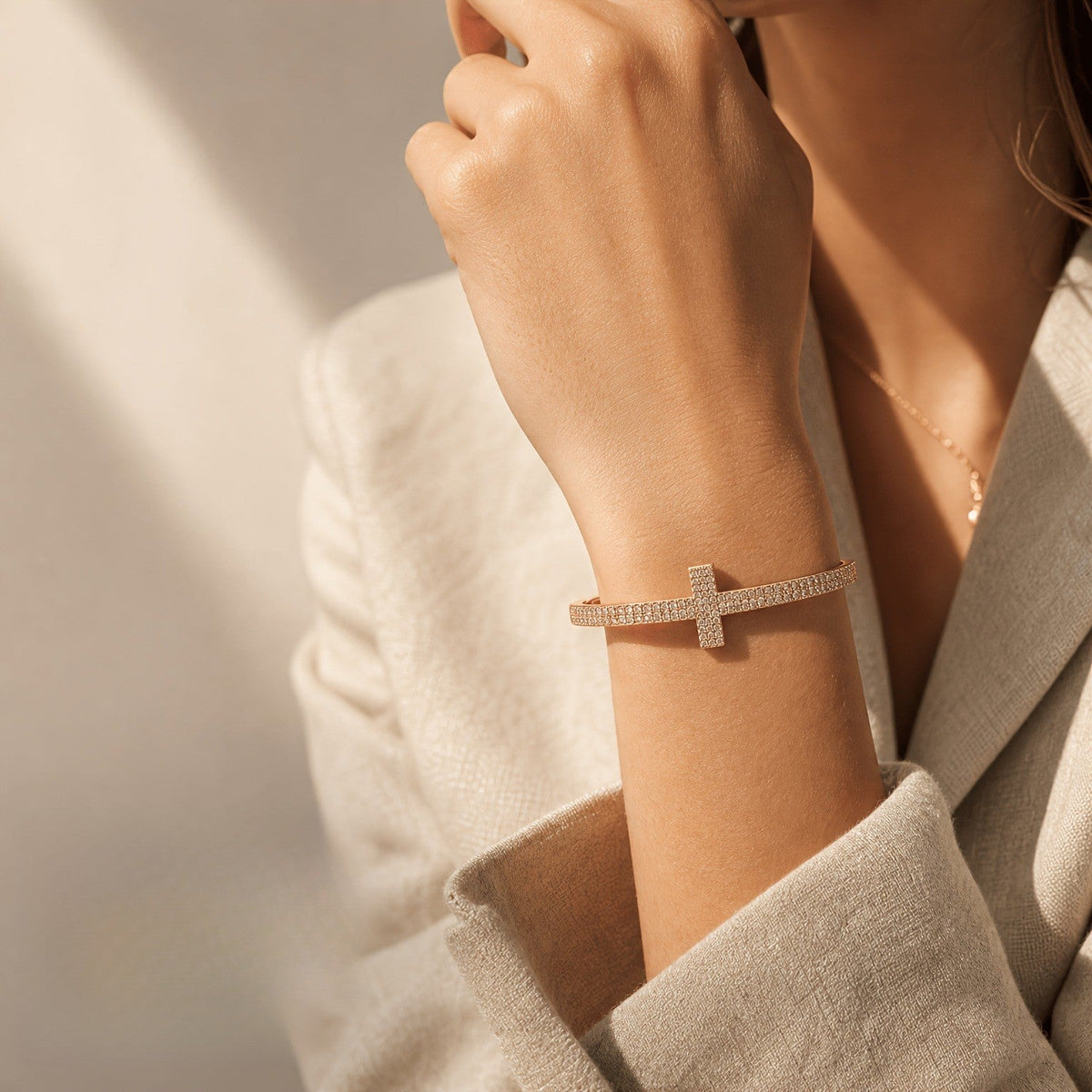 Crystal Cross Bangle Bracelet