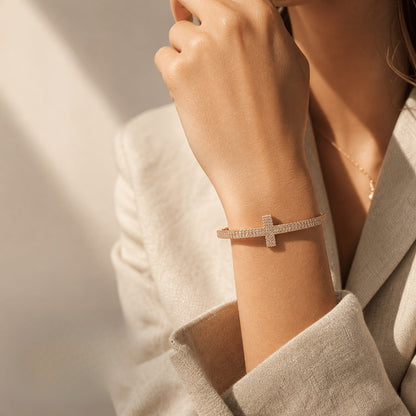 Crystal Cross Bangle Bracelet