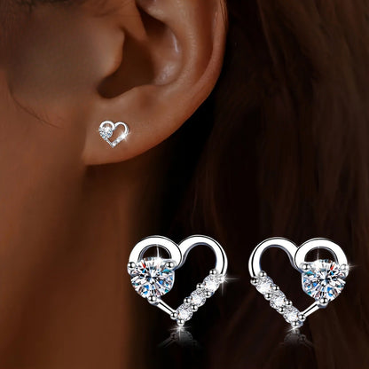 Crystal Pave Heart Stud Earrings