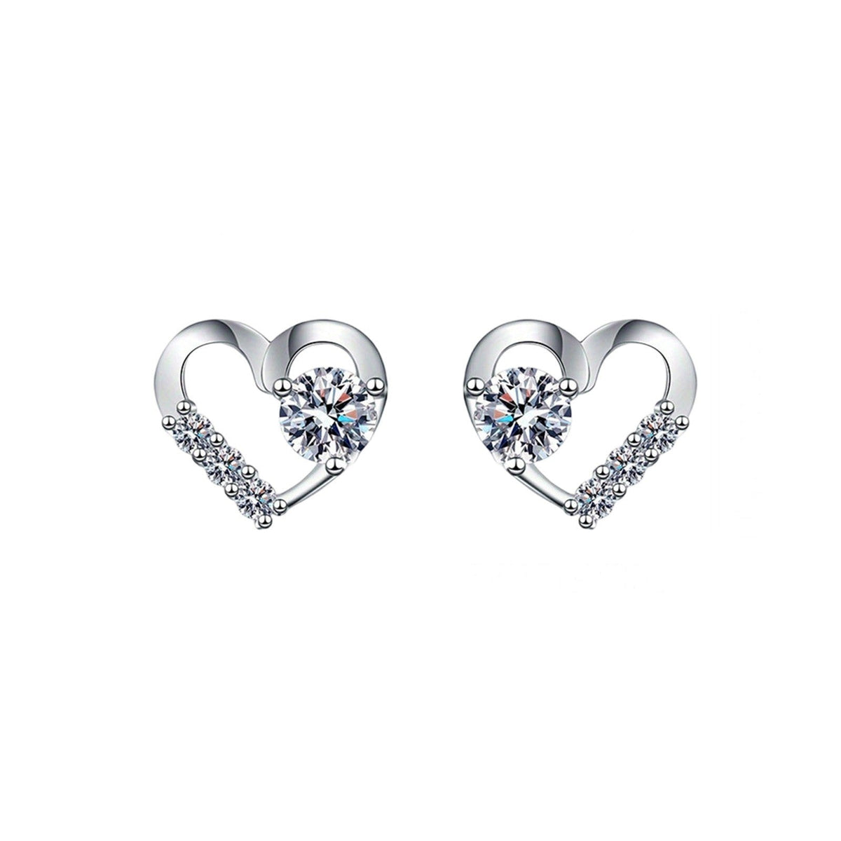 Crystal Pave Heart Stud Earrings