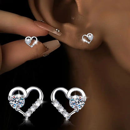 Crystal Pave Heart Stud Earrings