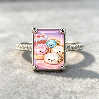 Pink Dumpling Square Ring