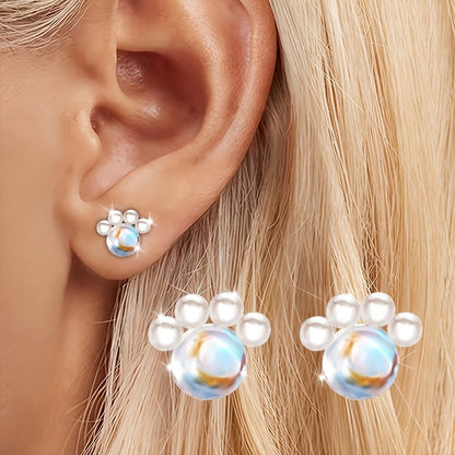 Cat Paw Moonstone Stud Earrings