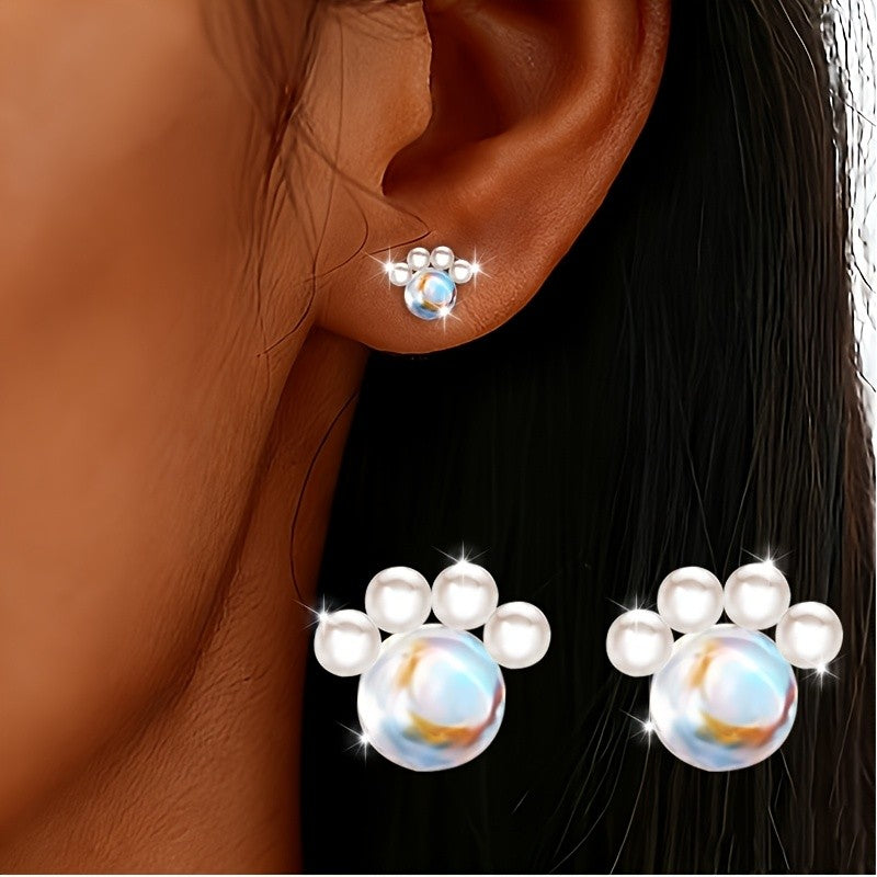 Cat Paw Moonstone Stud Earrings