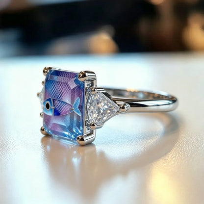 Blue Fish Square Ring