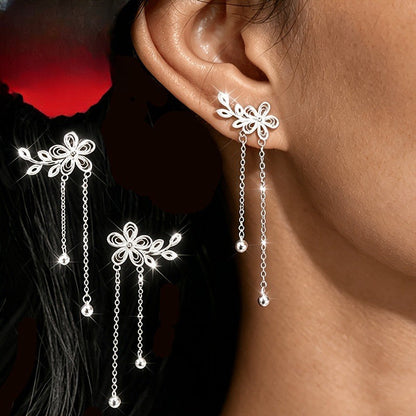 Filigree Flower Tassel Earrings