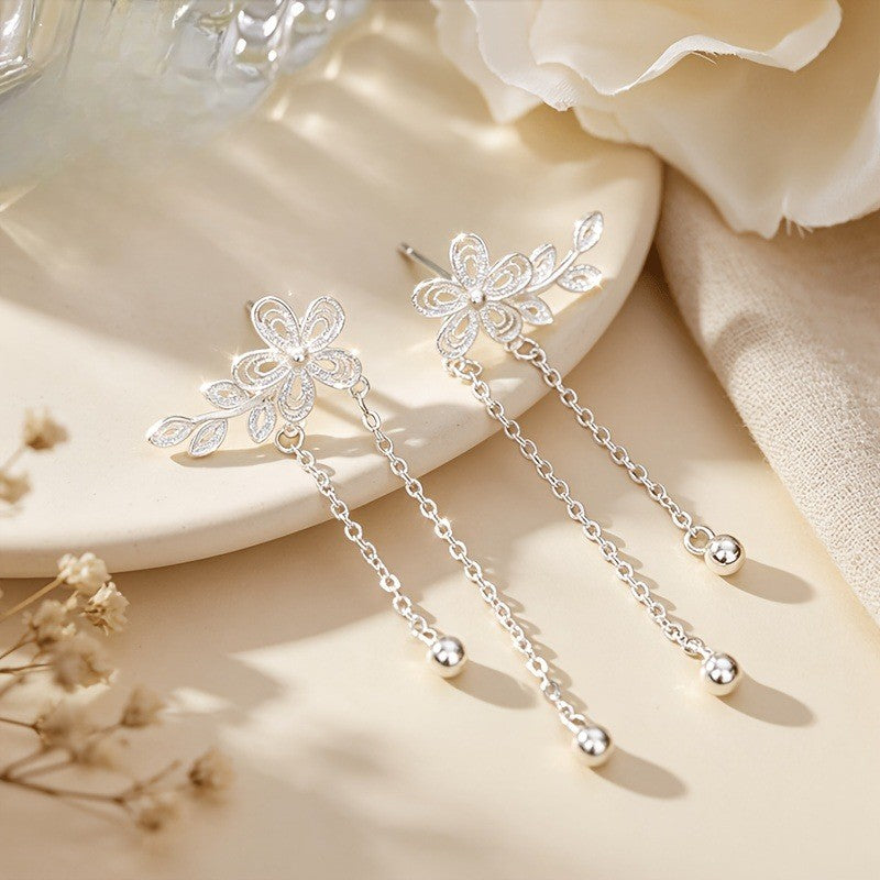 Filigree Flower Tassel Earrings