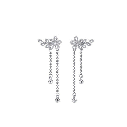 Filigree Flower Tassel Earrings