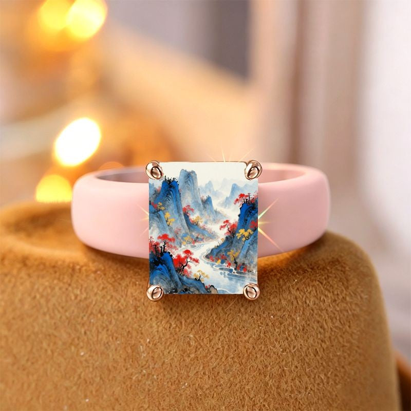 Autumn Mountain Square Ring