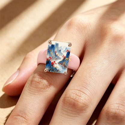 Autumn Mountain Square Ring