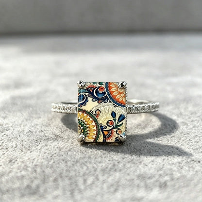 Colorful Paisley Square Ring
