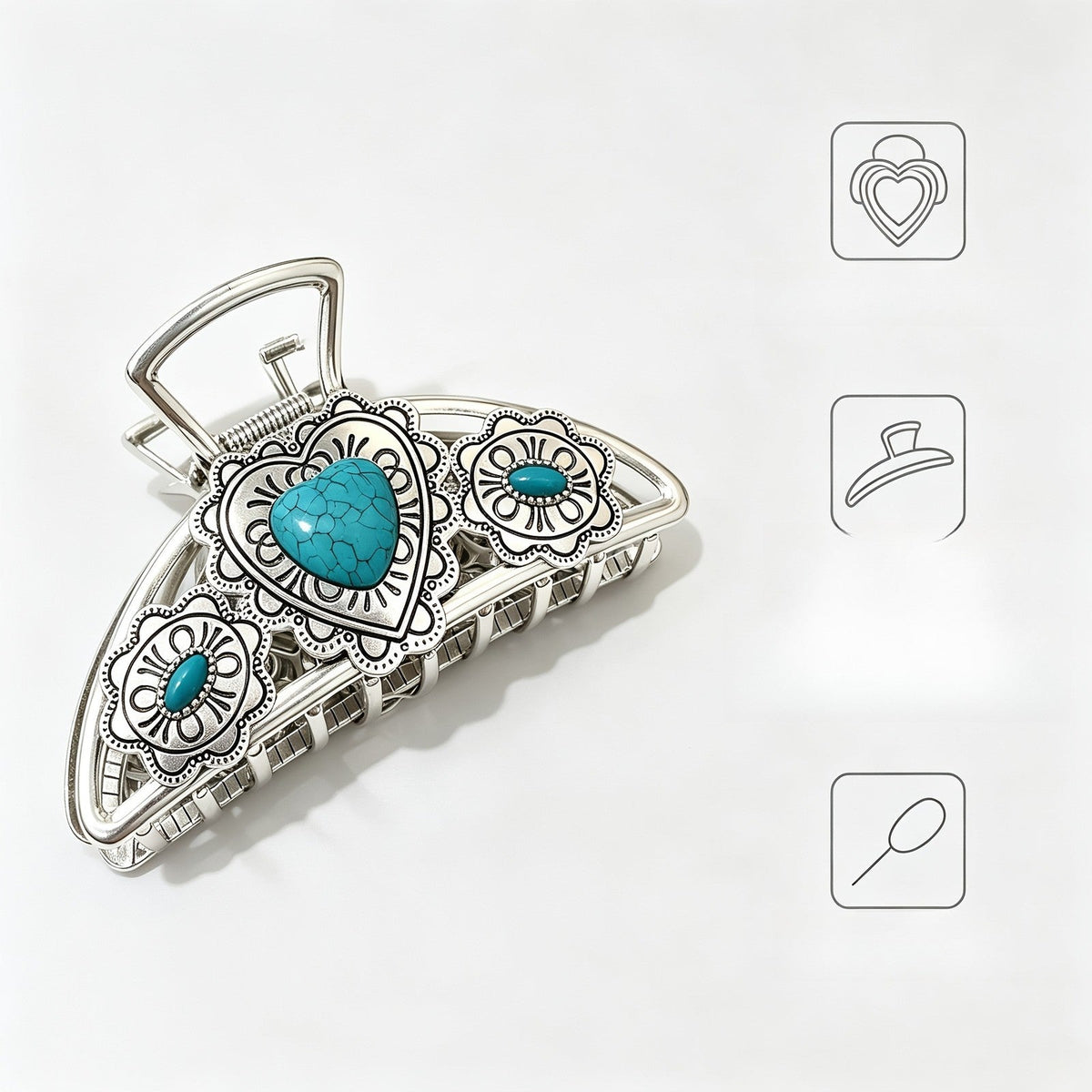 Turquoise Heart Hair Clip