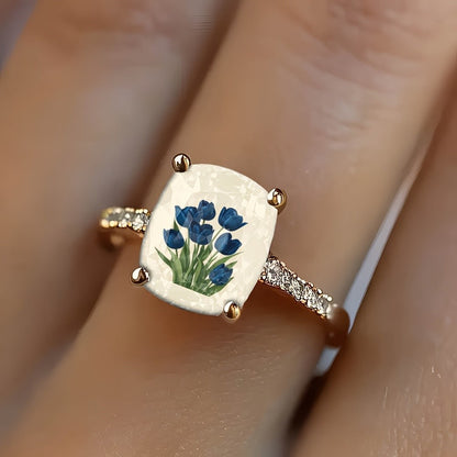 Blue Tulip Square Ring