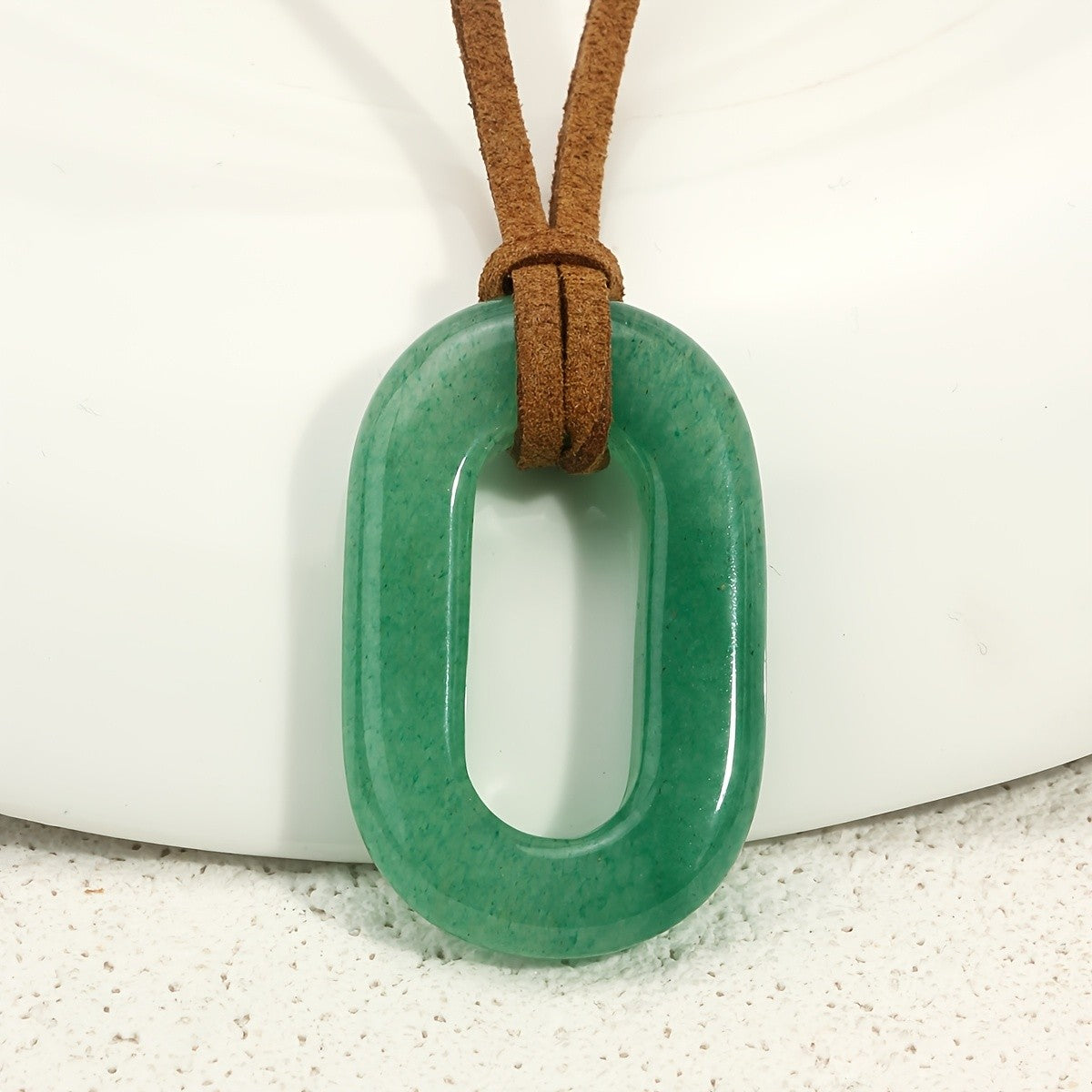 Natural Stone Oval Pendant Necklace