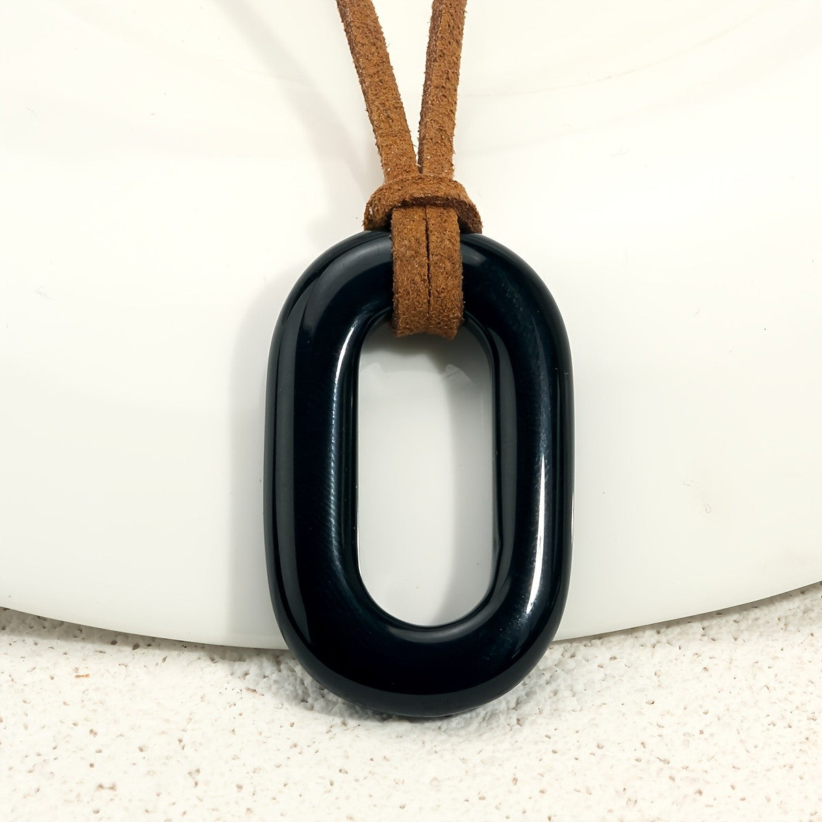 Natural Stone Oval Pendant Necklace