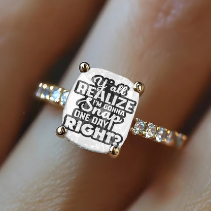 Square Text Statement Ring