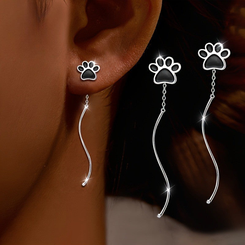 Cat Paw Wave Drop Earrings
