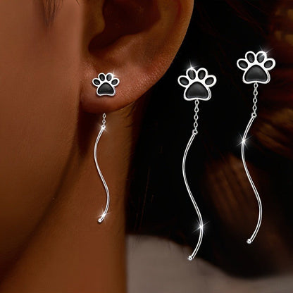 Cat Paw Wave Drop Earrings