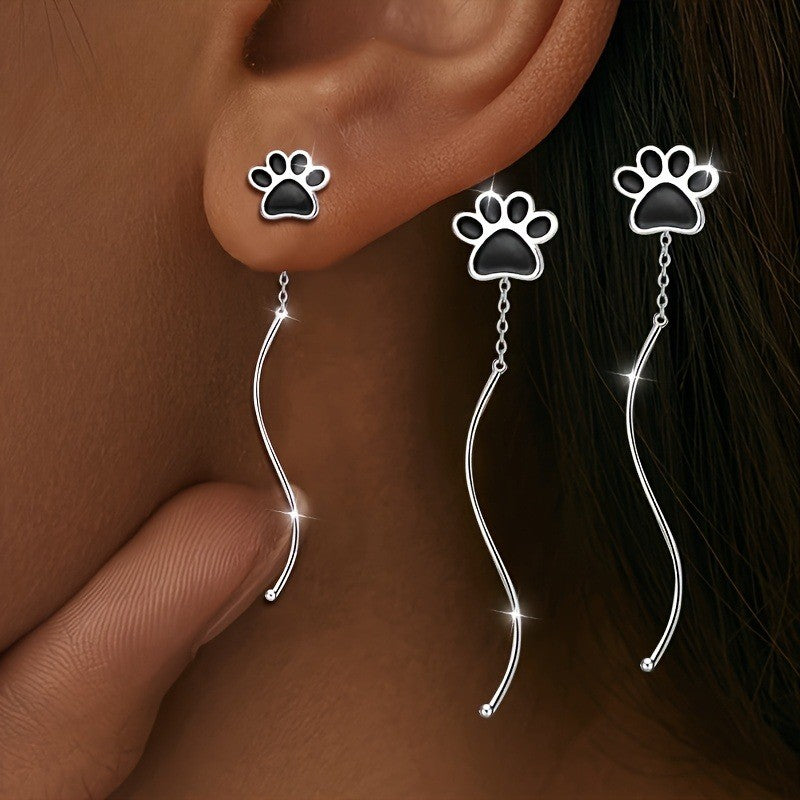 Cat Paw Wave Drop Earrings