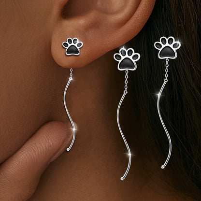 Cat Paw Wave Drop Earrings