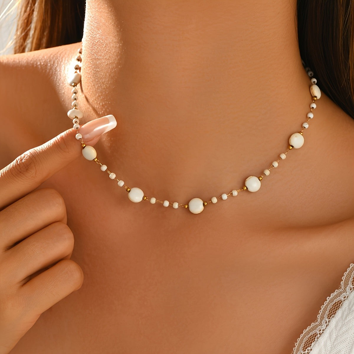 Cream Bead Necklace