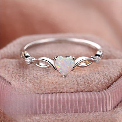 Opal Heart Infinity Ring