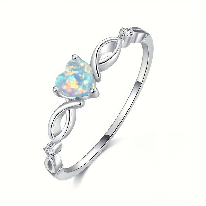 Opal Heart Infinity Ring