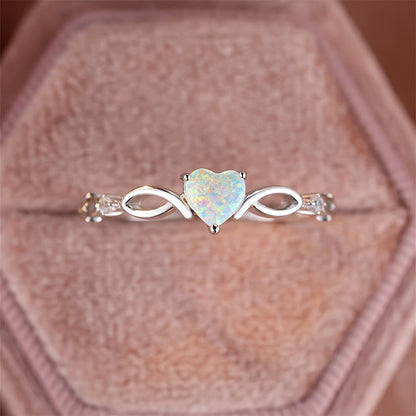 Opal Heart Infinity Ring