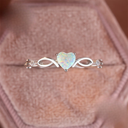 Opal Heart Infinity Ring