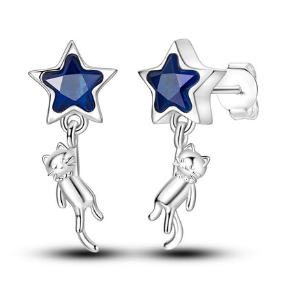 Blue Star Cat Stud Earrings
