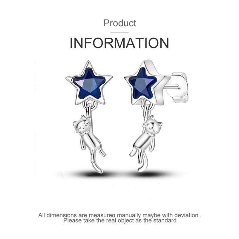 Blue Star Cat Stud Earrings