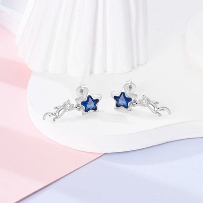 Blue Star Cat Stud Earrings