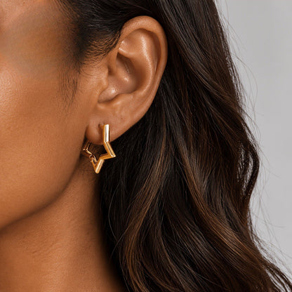 Open Star Outline Stud Earrings